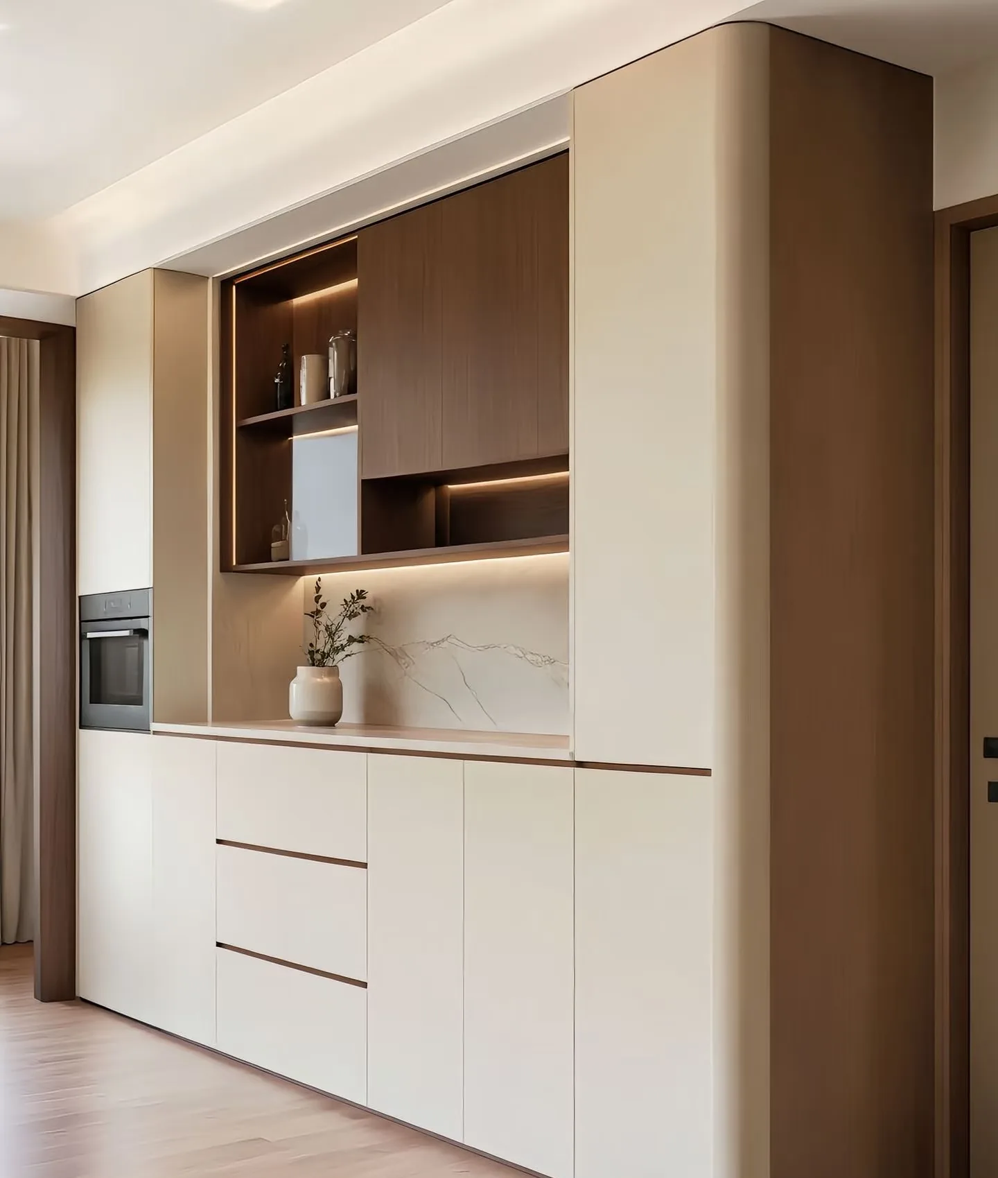 Aluminium cabinet system — kitchen wall and base units with colour-matched carcass and doors