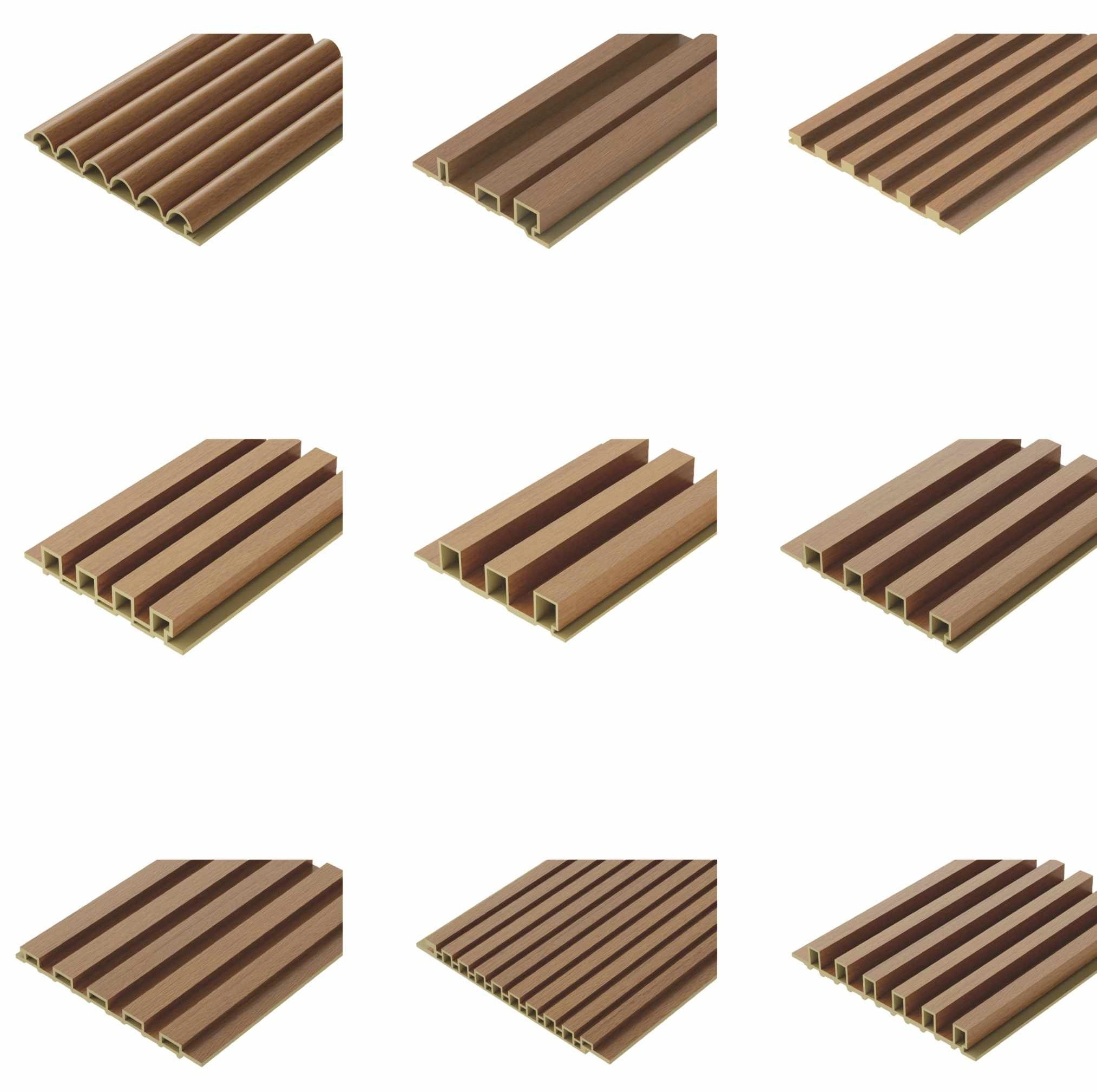 WPC fluted panel profiles showing different groove widths
